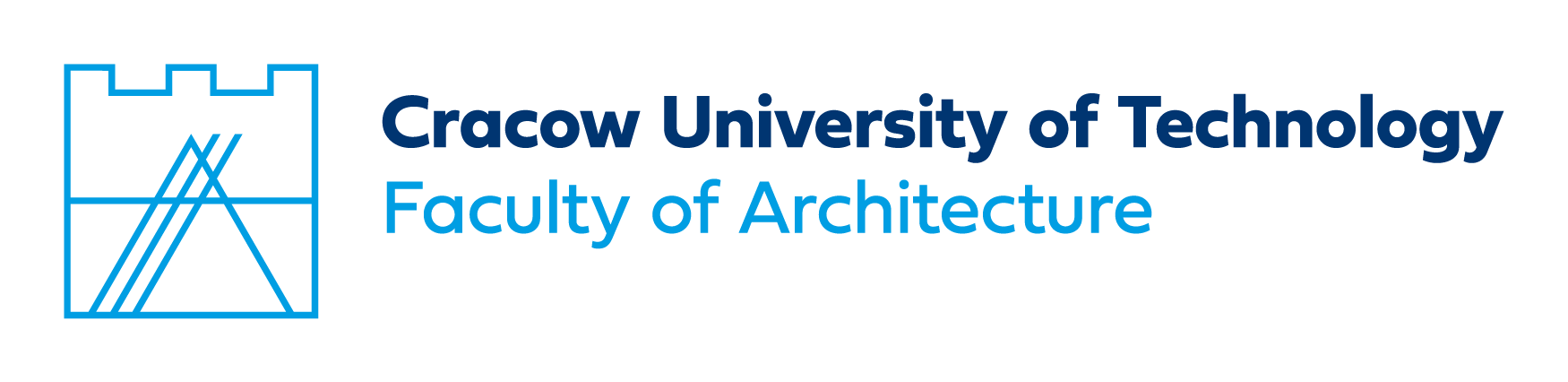 asymetryczne logo Wydziału Architektury do stosowania samodzielnie lub z sygnetem Politechniki Krakowskiej